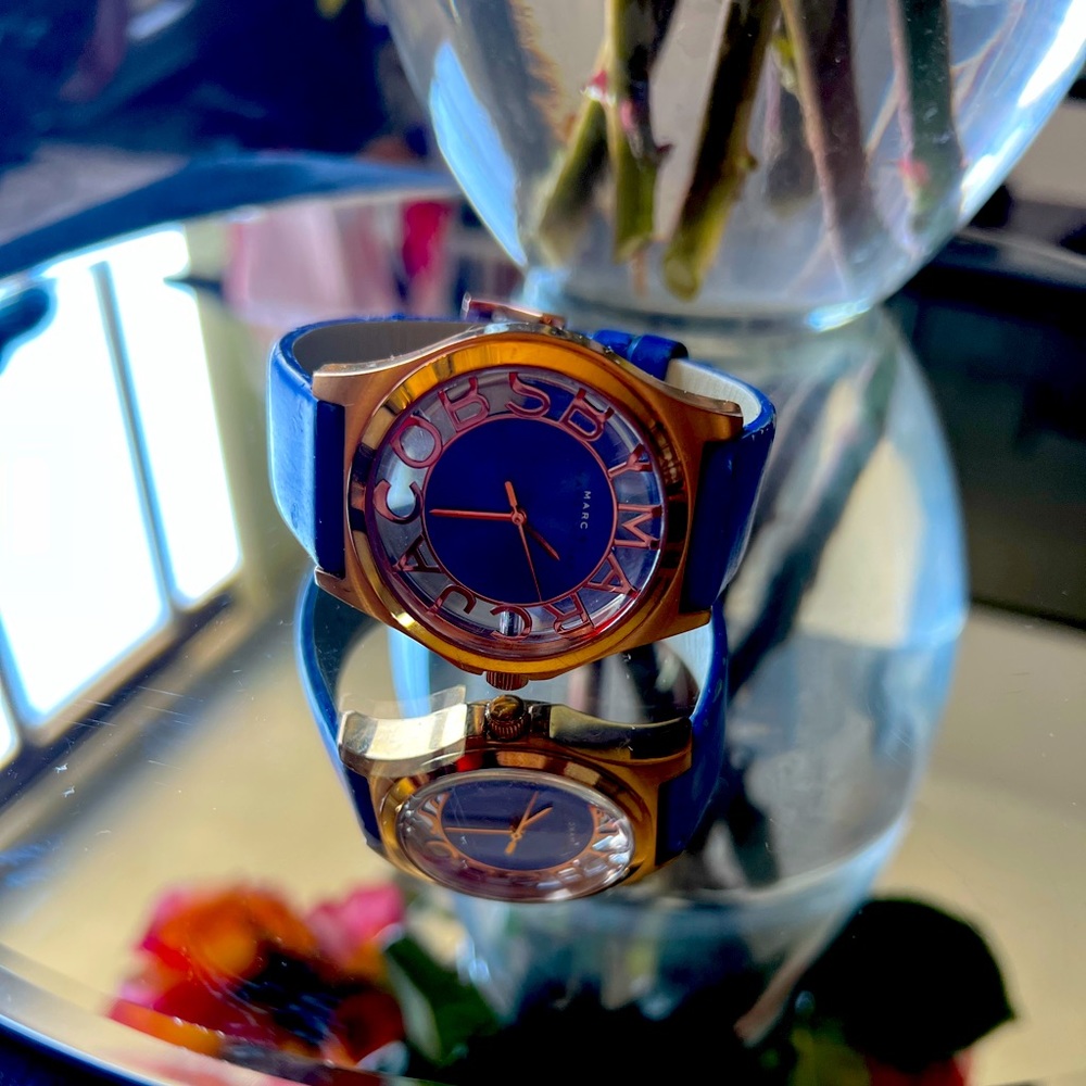 Rose Gold Marc Jacob Watch with Blue Band